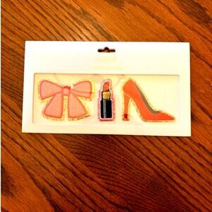 J Crew Makeup Sticker Patches Set-of-Three Belvedere Red Heels Bow Lipstick